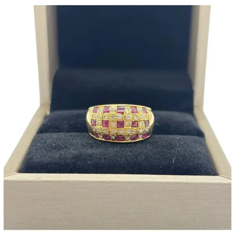 18K Yellow Gold Natural Ruby & Diamond Ring 1