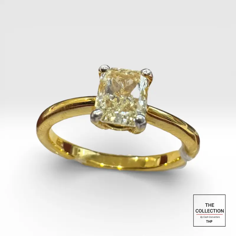 18K Yellow Gold Radiant-Cut Diamond Solitaire Ring 1