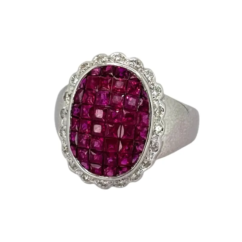 18Kwg Ruby 44=2.35Cts, Diamond 0.20Cts Ring W/Cert 1