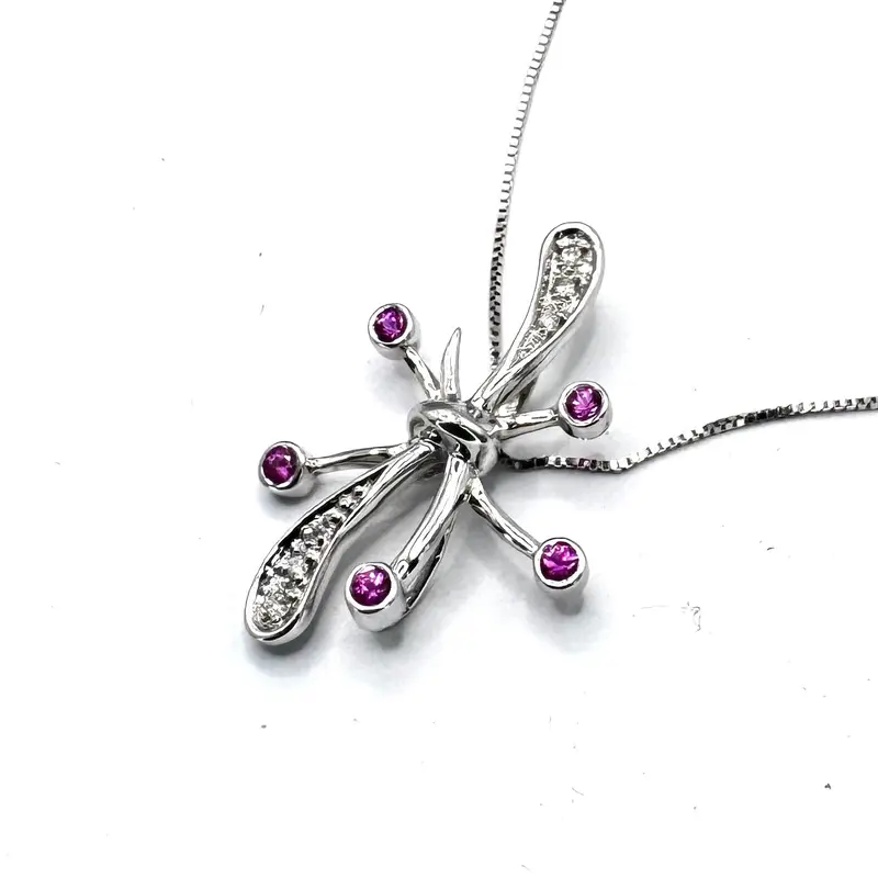 750Wg Diamond With Pink Stone Necklace 1