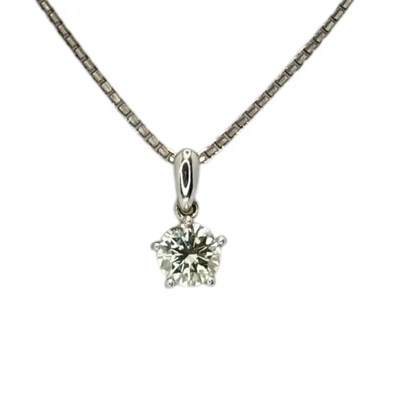 750Wg Solitaire Natural Diamond=0.52Cts W/Chain And Cert 1