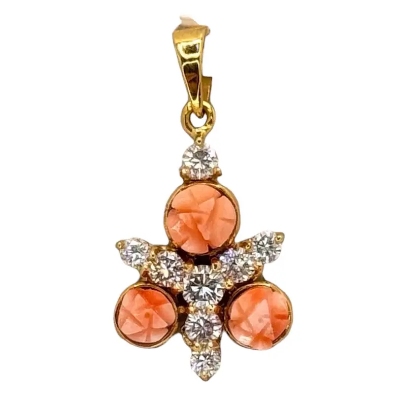 750Yg Coral Flora Diamond Pendant 1