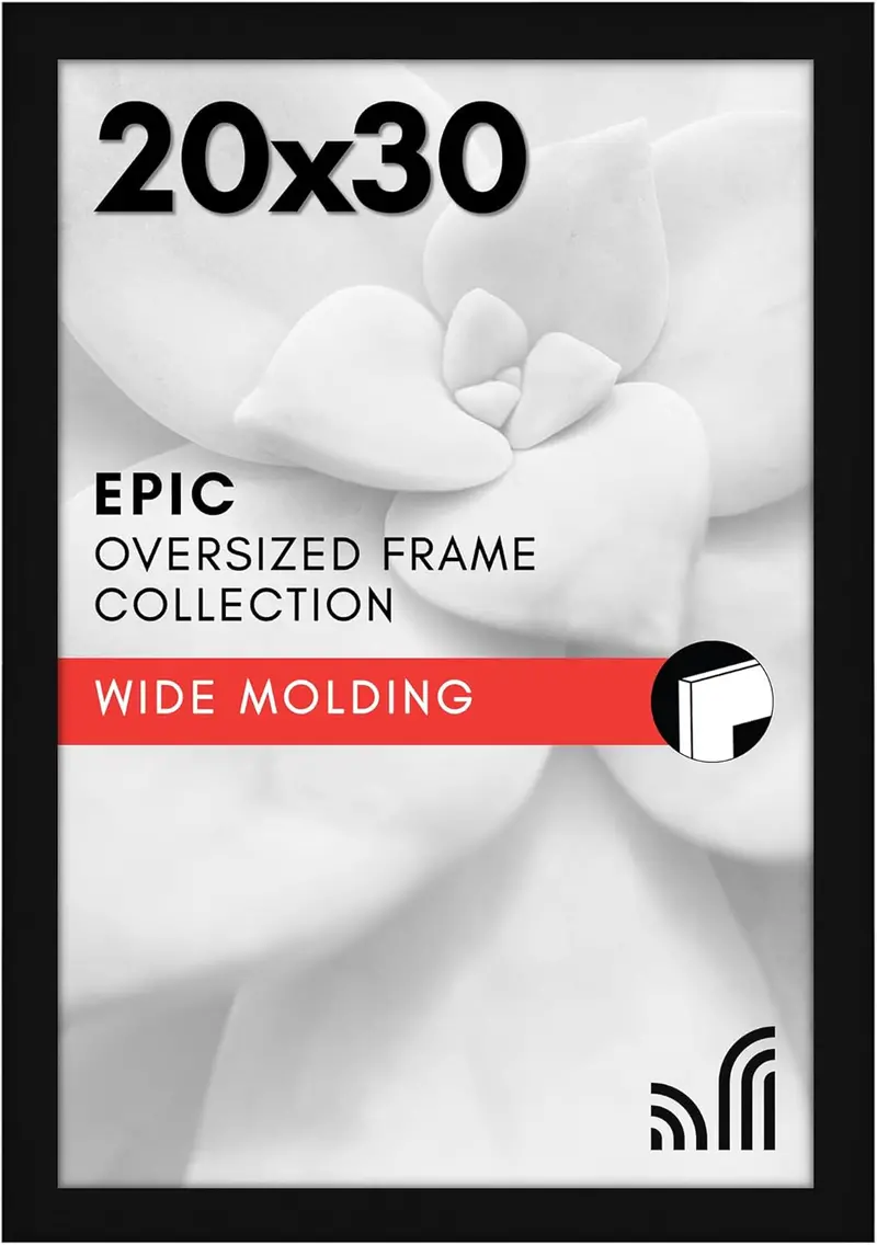 Americanflat 20X30 Poster Frame With Polished Plexiglass - Black Picture Frame With Engineered Wood - Epic Collection - Wide Photo Frame For Wall Display 1
