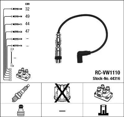 Audi Seat Skoda Vw Ignition Cable Kit X4 1