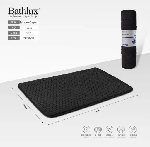 Bathlux 10229 Floor Mat Black 45X75cm 1