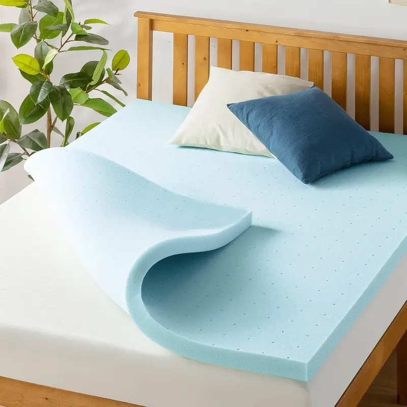 Best Price Mattress 1.5 Inch Ventilated Memory Foam Mattress Topper Queen Blue 1
