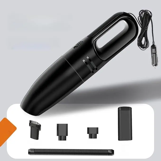Car Vacuum Cleaner - Car Accessories - Small 12V 120Whigh Power Handheld Portable Car Vacuum W/Attachments, Detailing Kit Essentials For Travel,Black Wired 1