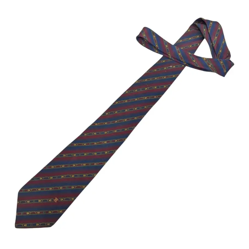 Celine Silk Red Blue Stripes Necktie 1