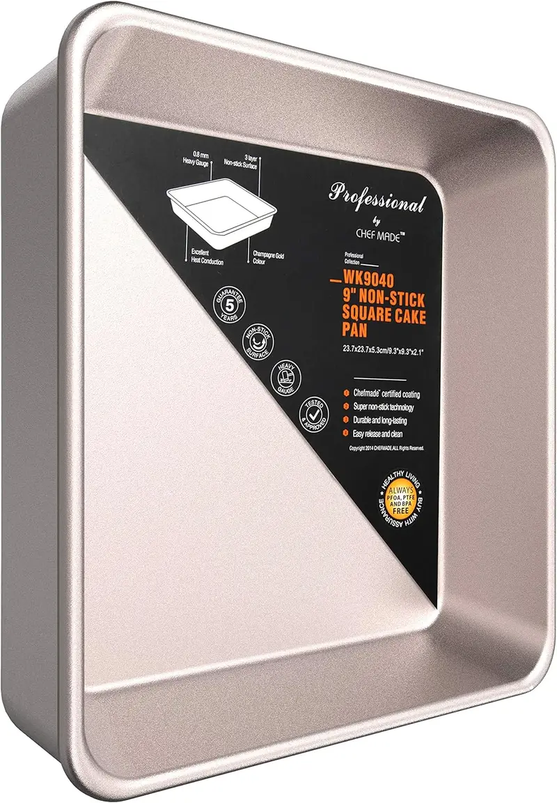 Chefmade Wk9040 Non-Stick Square Cake Pan, 9" 1