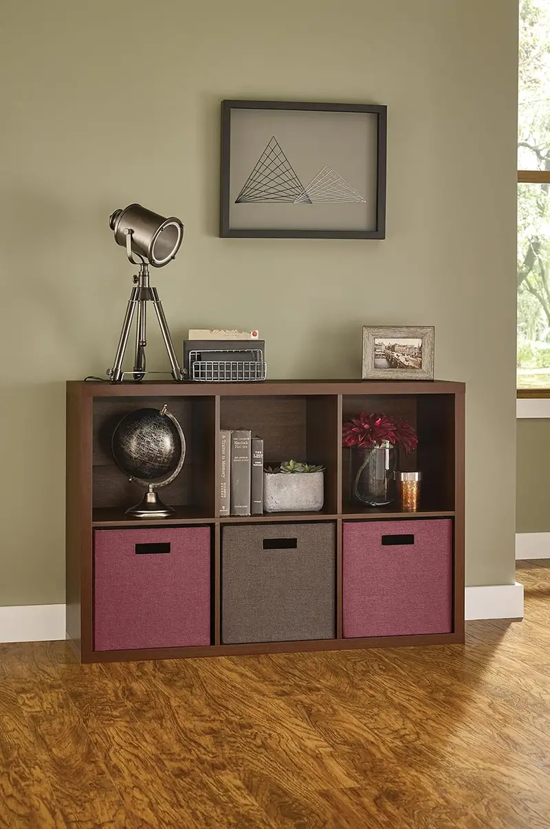 Closetmaid 6 Cube Storage Shelf Organizer Bookshelf With Back Panel, Easy Assembly, Wood, Dark Chestnut Finish 1