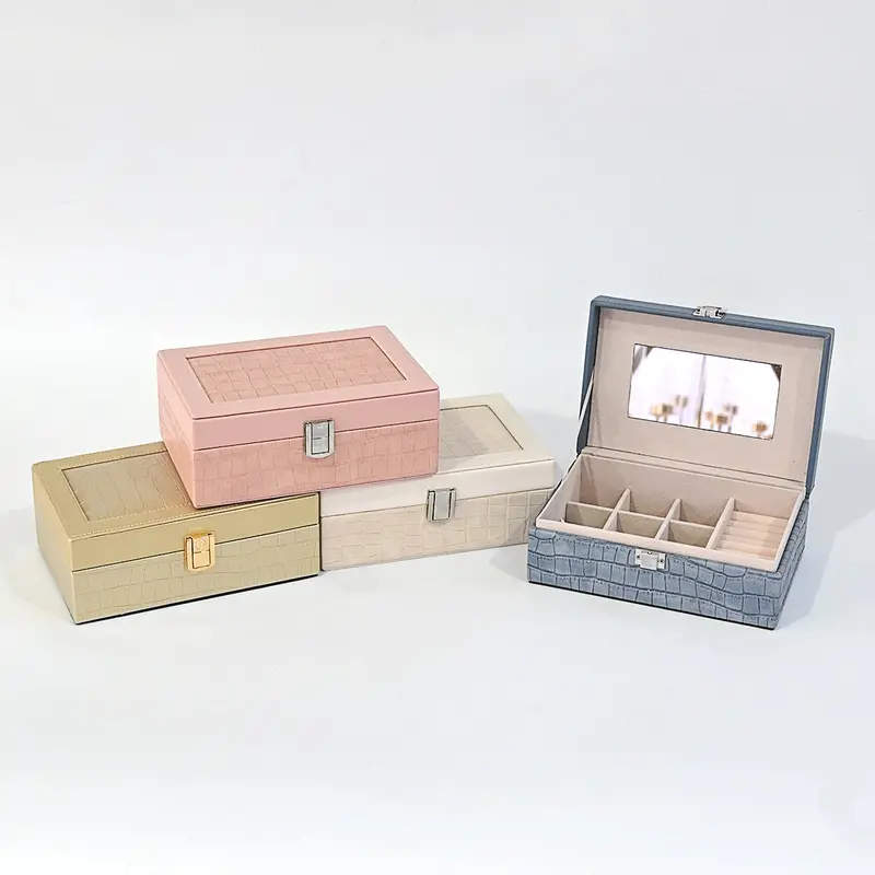 Crocodile-Texture Jewellery Box With Clip 1