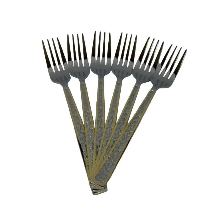 Dinner Fork 6Pc Stone Effect 2Tone Uk100 1