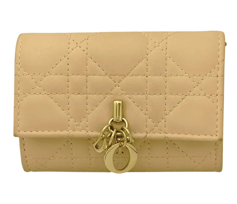 Dior My Dior Glycine Wallet Powder Pink Cannage Lambskin With D I O R Charms 1