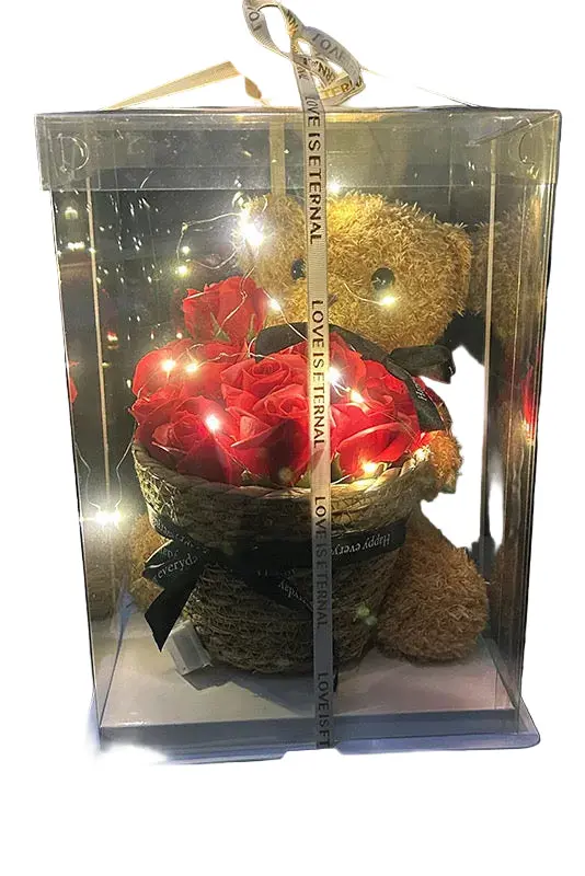 Flower Gift Teddy Bear With Rose Basket 1
