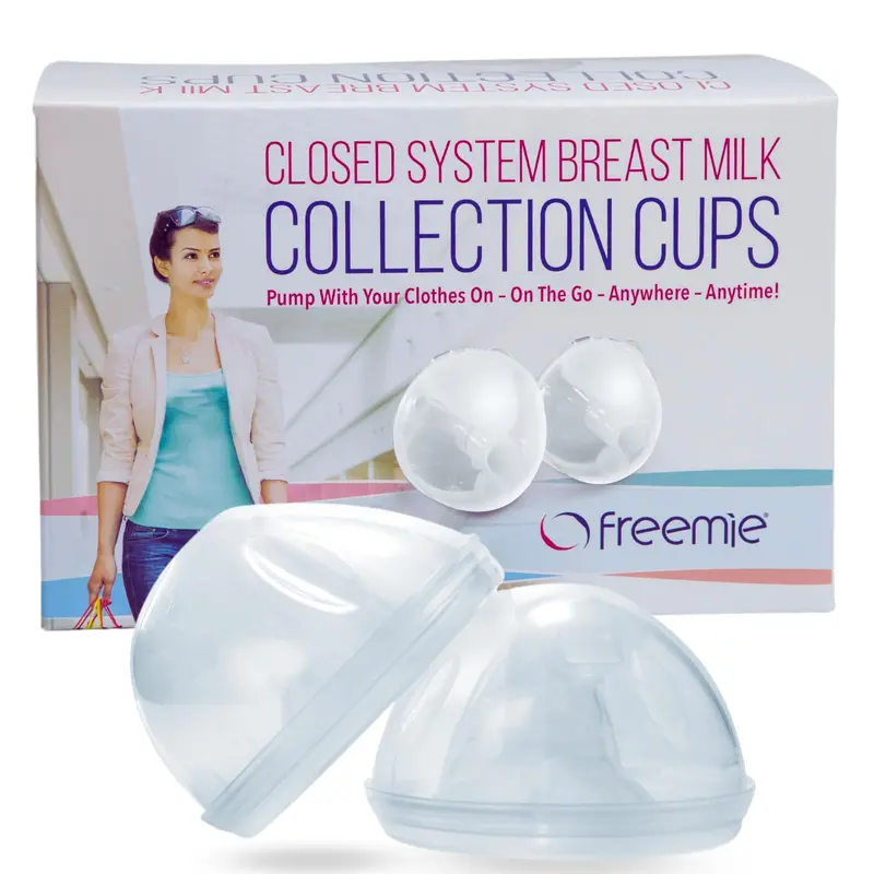 Freemie Hands-Free And Discreet Breast Milk Collection Cup Set | Pump With Your Clothes On Anywhere, Anytime | Sizes 25Mm And 28Mm Flanges Included | Each Cup Holds Up To 8Oz | Pump Not Included 1