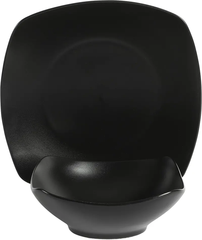 Gibson Home Zen Buffet Matte Porcelain Plates And Bowls Dinnerware Set - Black, Service For 4 (8Pcs) (136823.08R) 1