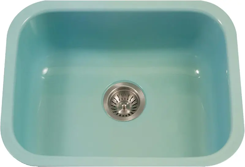 Houzer Pcs2500 Mt Porcelain Enamel Steel Undermount Single Bowl Kitchen Sink Mint 1