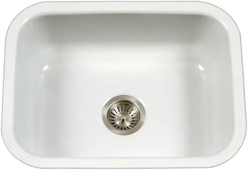Houzer Porcelain Enamel Stainless Steel Porcela Series - Undermount Single Bowl Kitchen Sink, Durable, Sleek, And Stylish Large White Sink, Ideal For Home Or Apartment - Pcs-2500 1