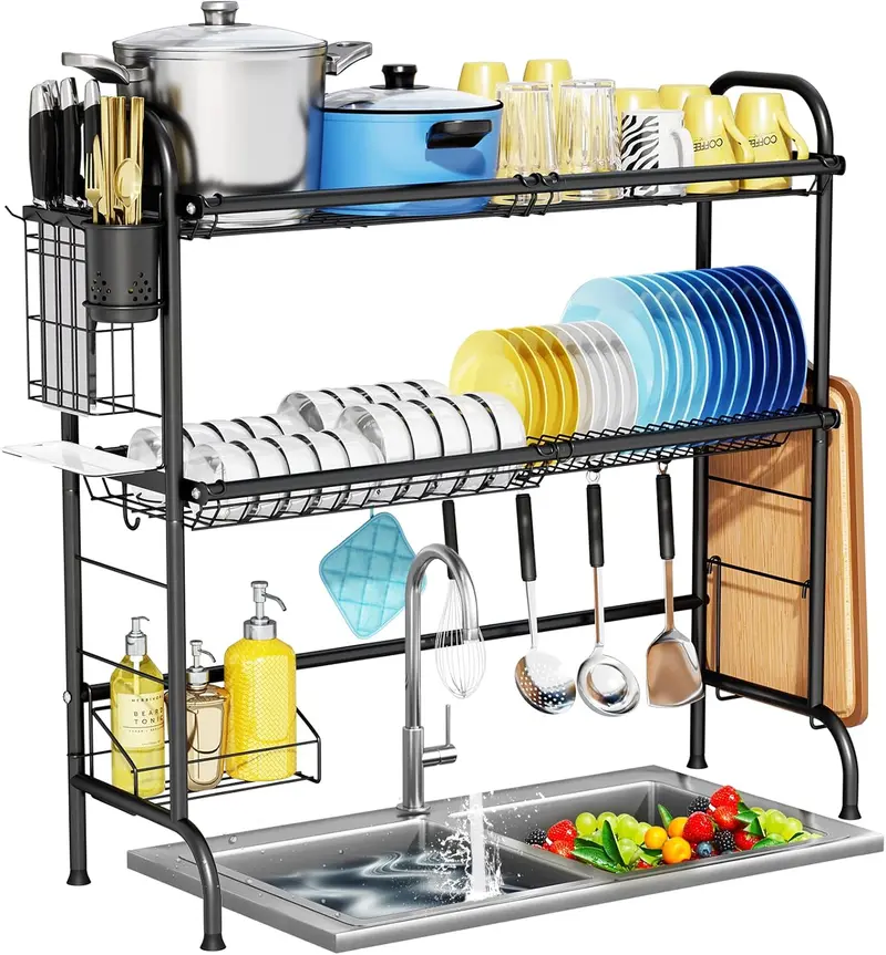 Howdia Over The Sink Dish Drying Rack 2 Tier Ss Large Over The Sink Dish Rack 1