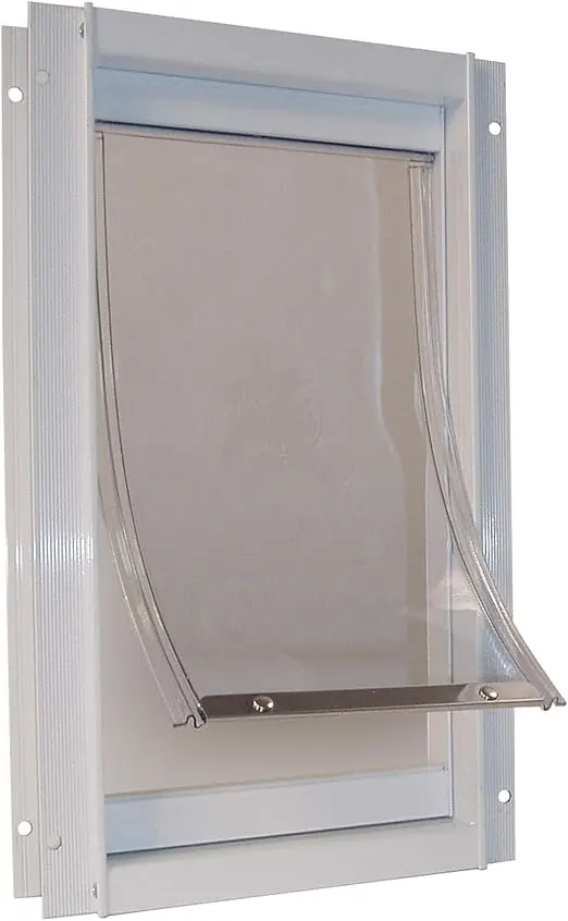 Ideal Pet Products Deluxe Aluminum Pet Door With Telescoping Frame, Medium, 7" X 11.25" Flap Size, White 1