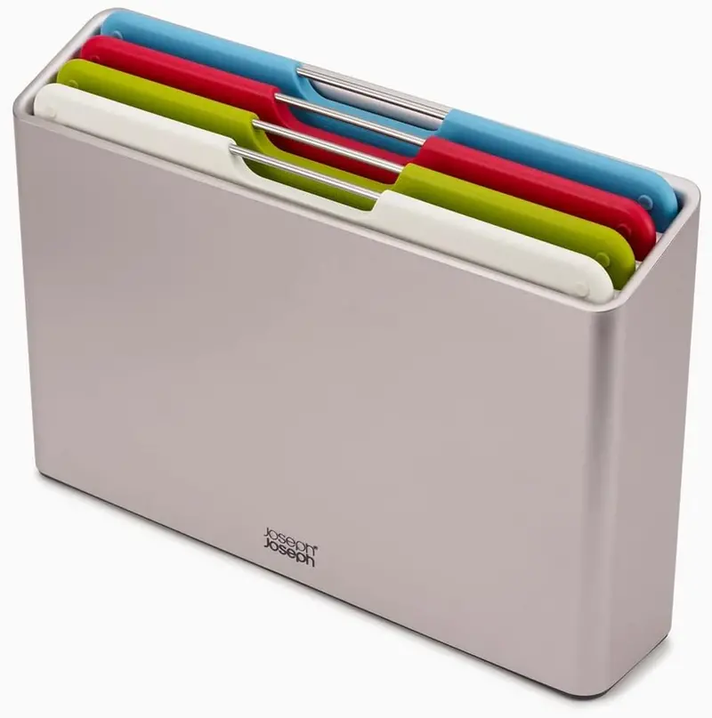 Joseph Joseph Folio Plastic Cutting Board Set With Storage Case Silver S 60187 1