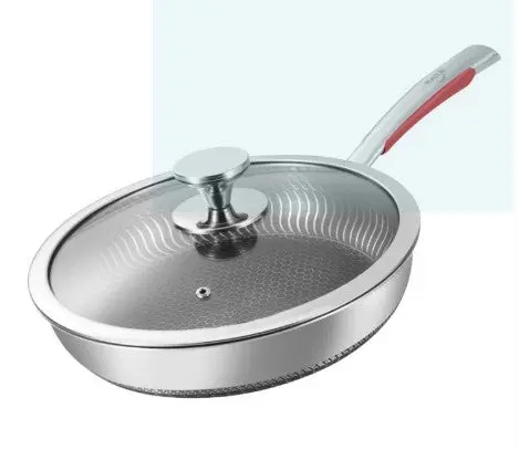 Kata Sus316 Stainless Steel Honeycomb Pan Skillet Non-Stick Wok With Lid 1