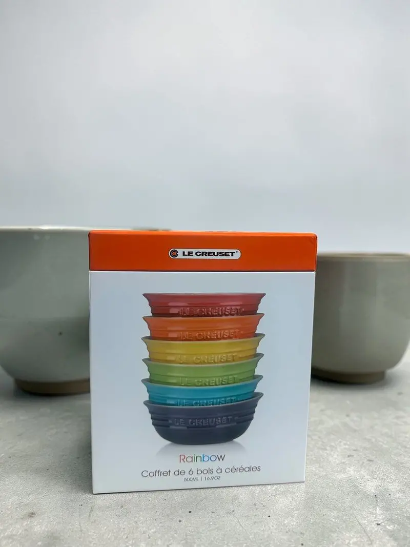 Le Creuset Stoneware Bowl, Cereal Bowl, 16.2 Fl Oz (460 Ml), Rainbow Collection, Heat Resistant, Cold Resistant, Microwave And Oven Compatible, Set Of 6 1