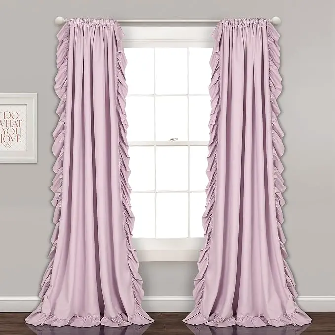 Lush Decor Reyna Ruffle Window Curtain Panel Set, Pair, 54" W X 84" L, Lilac - Flowy Curtain Set - Romantic Ruffle Curtains For Bedroom, Living Room, Or Dining Room - Farmhouse & Cottage Home Decor 1