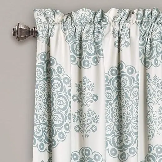 Lush Decor Seafoam Half Moon Curtain Set 1