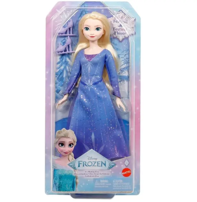 Mattel Disney Frozen Elsa Fashion Doll & Accessories, Ice-Skating Look With Removable Dress & Skates Plus 1 Pair Of Shoes, Inspired By Frozen: Winter Festival 1