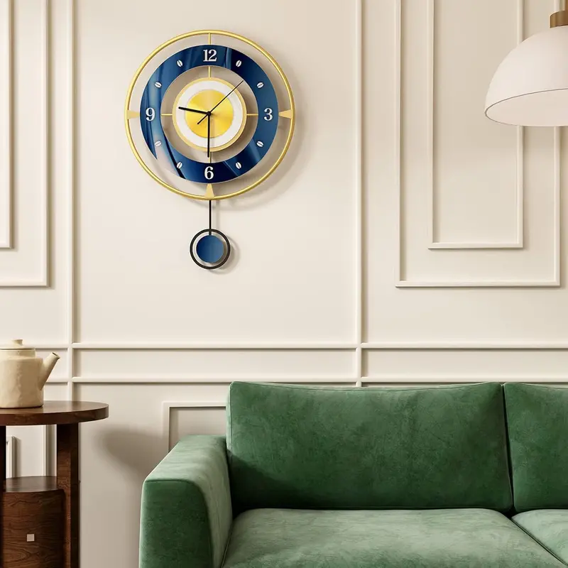 Meisd Wall Clocks For Living Room Decor,17.7 Inch Big Decorative Wall Clocks Battery Operated With Pendulum For Bedroom Kitchen Office Home, Large Metal... 1