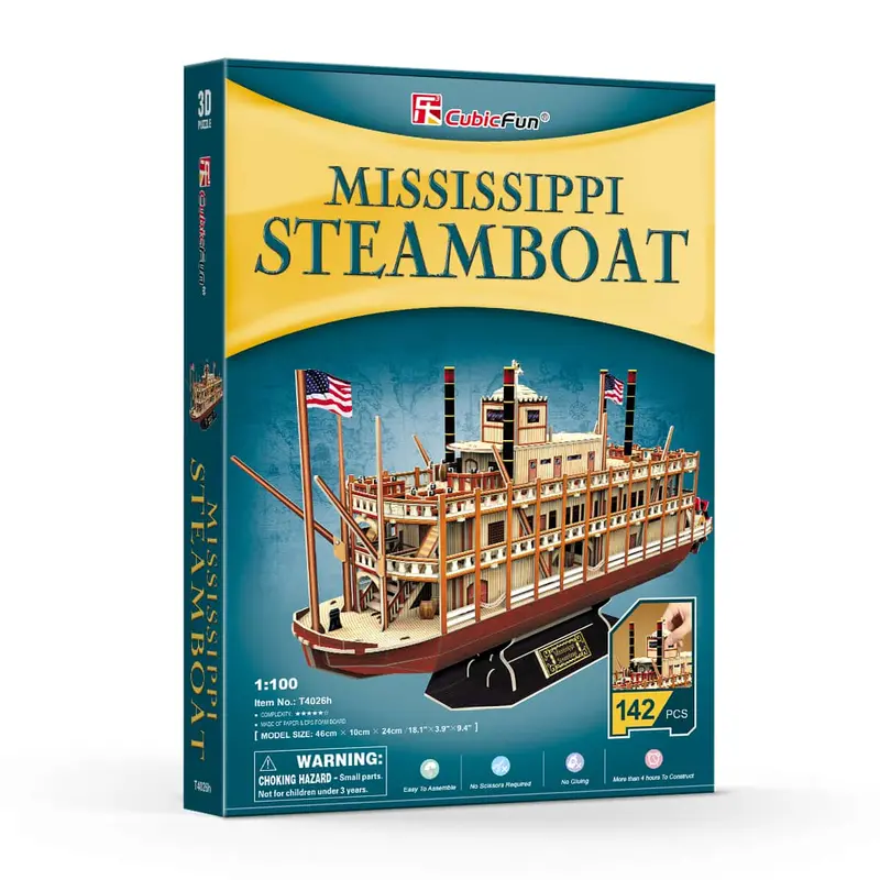 Mississippi Steamboat Shaped 3D Puzzle 142 Pieces Cubic Fun 1