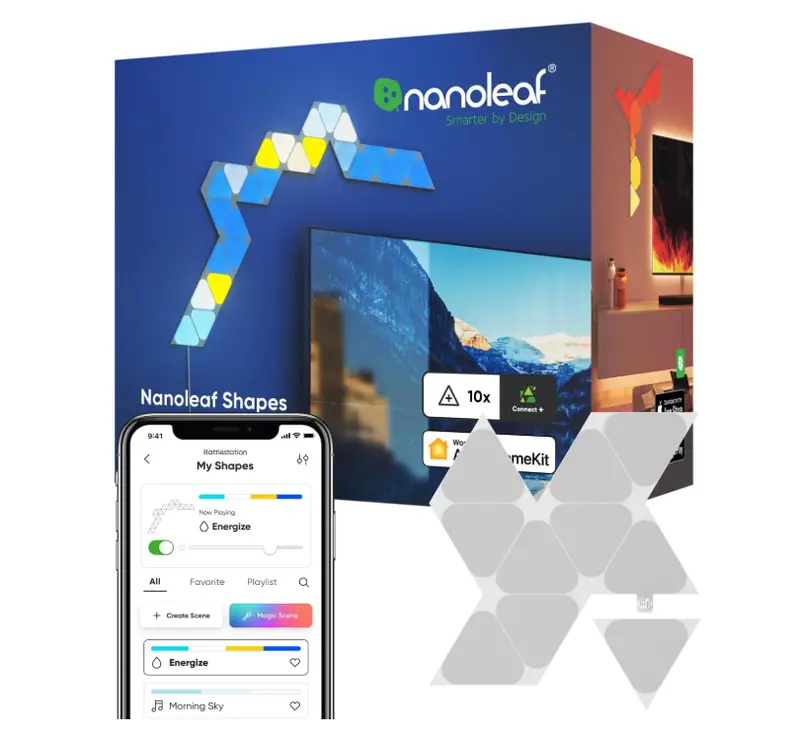 Nanoleaf Shapes Mini Triangles Light Panel Expansion Kit 10 Panels Nl48 1001Tw 10Pk Multi 1