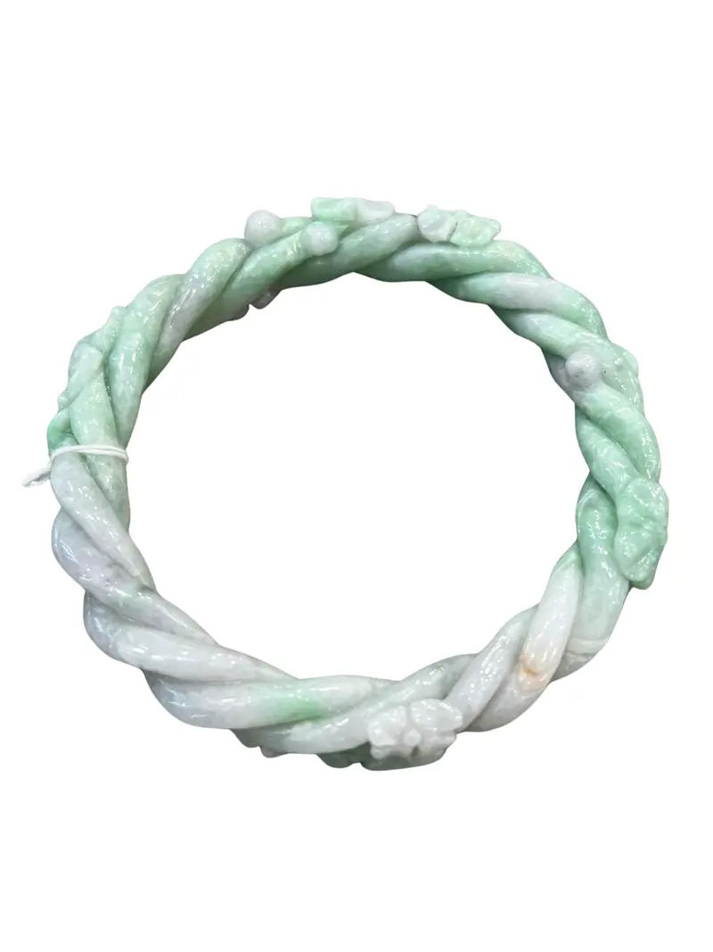 Natural Jadeite Bangle With Carving 1