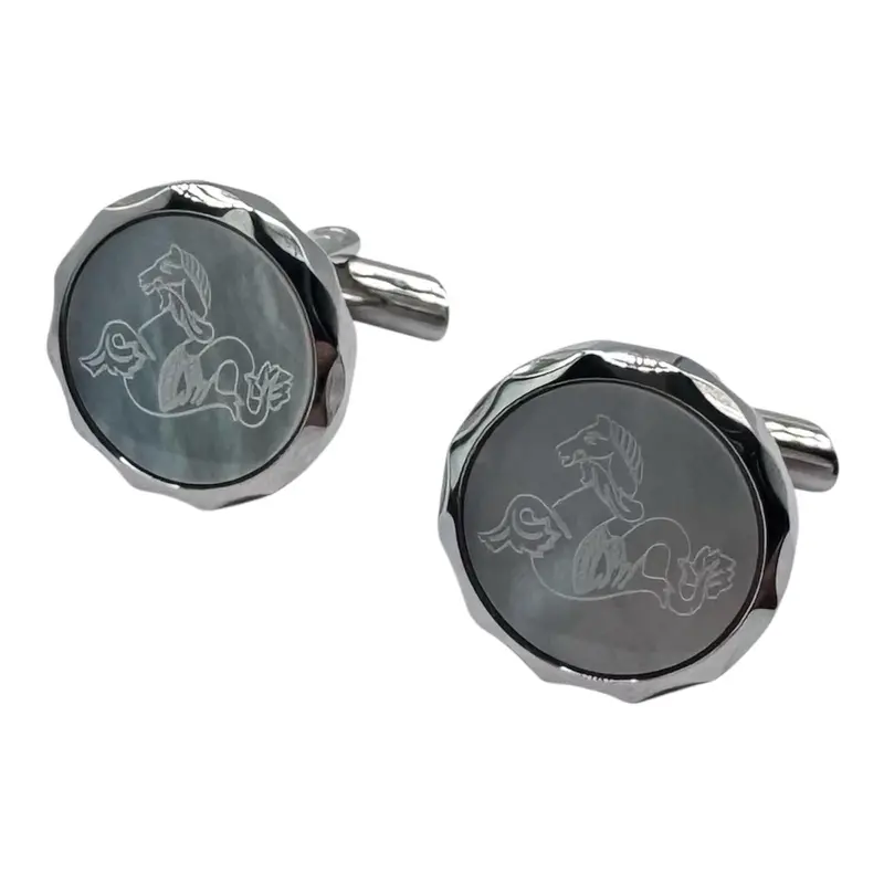 Omega Aqua Mother Of Pearl, Sea Horse Carving Cufflinks 1