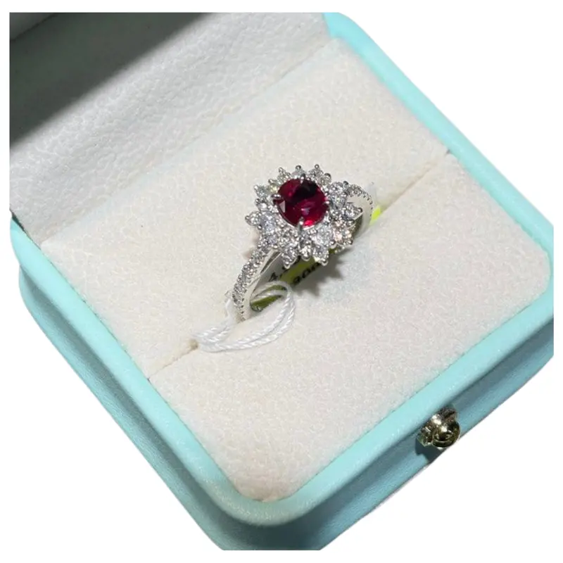 Pt900 Un-Heat Natural Ruby & Diamond Ring (Gia Cert) 1