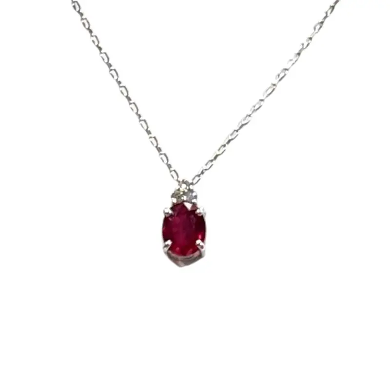 Pt950 Pigeon Blood Unheated Ruby=0.55Cts Diamond Necklace W/Cert 1