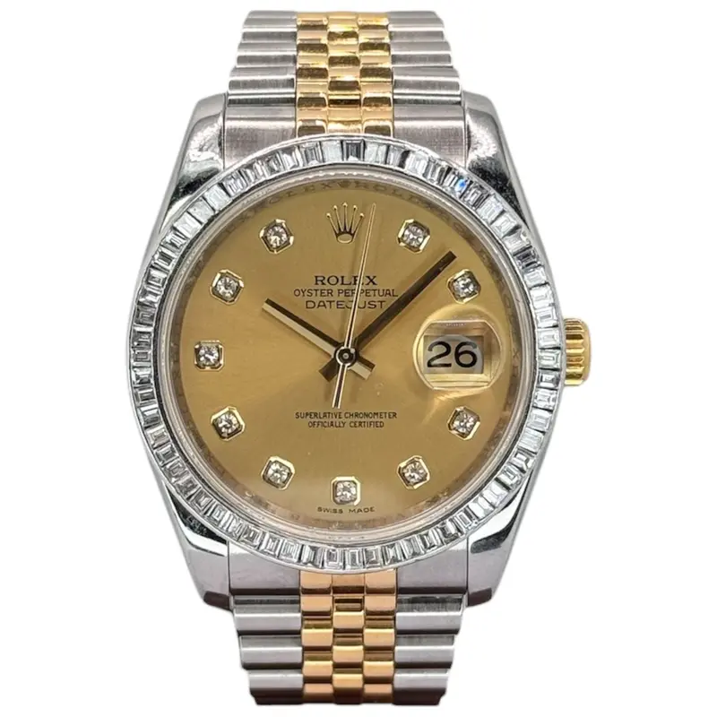 Rolex 116233 18K Halfgold Automatic Diamond Index With Custom Bezel Watch, 36Mm 1