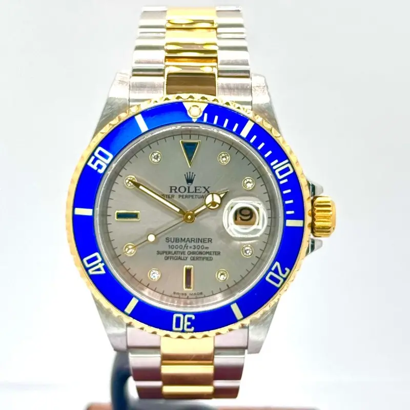 Rolex 16613 Submariner Halfgold Automatic Diamond And Blue Sapphire Index Watch, 40Mm 1