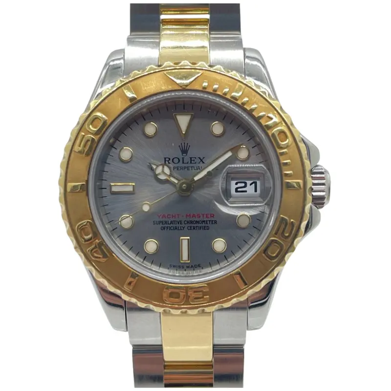 Rolex Yacht Master 29Mm 169623 Half Gold Automatic Grey Dial Watch 1