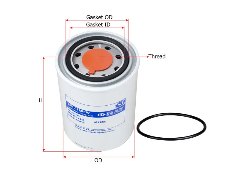 Sfr4120fw Sure Filter Spin On Fuel Water Separator (4941237 600-311-4120 600-319-4110) 1