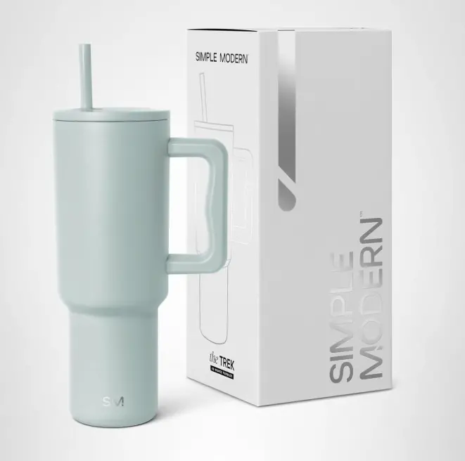 Simple Modern 40 Oz Tumbler With Handle And Straw Lid | Insulated Cup Reusable Stainless Steel Water Bottle Travel Mug Cupholder Friendly | Gifts For Women Him Her | Trek Collection | Sea Glass Sage 1
