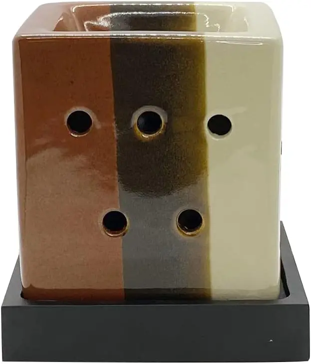 Skin Pharmacy Eob110 Classic Peranakan Cube Design Aromatherapy Electric Burner, Ivory/Red 1