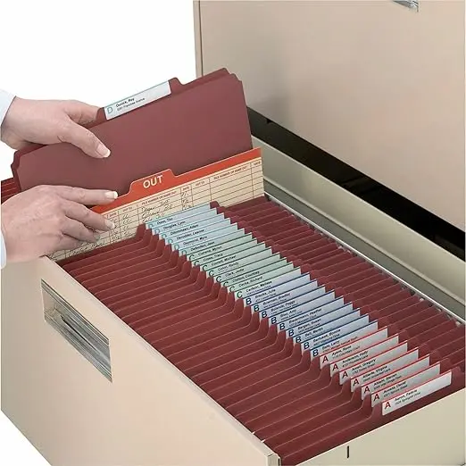 Smead Pressboard Classification File Folder With Safeshield Fasteners, 1 Divider, 2" Expansion, Legal Size, Red, 10 Per Box (18775) 1