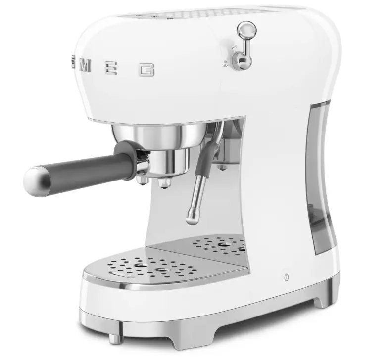 Smeg Ecf02whuk Espresso Coffee Machine With Steam Wand, 1950S Retro Design,Stainless Steel Filter Holder, An Anti-Drip System, White 1
