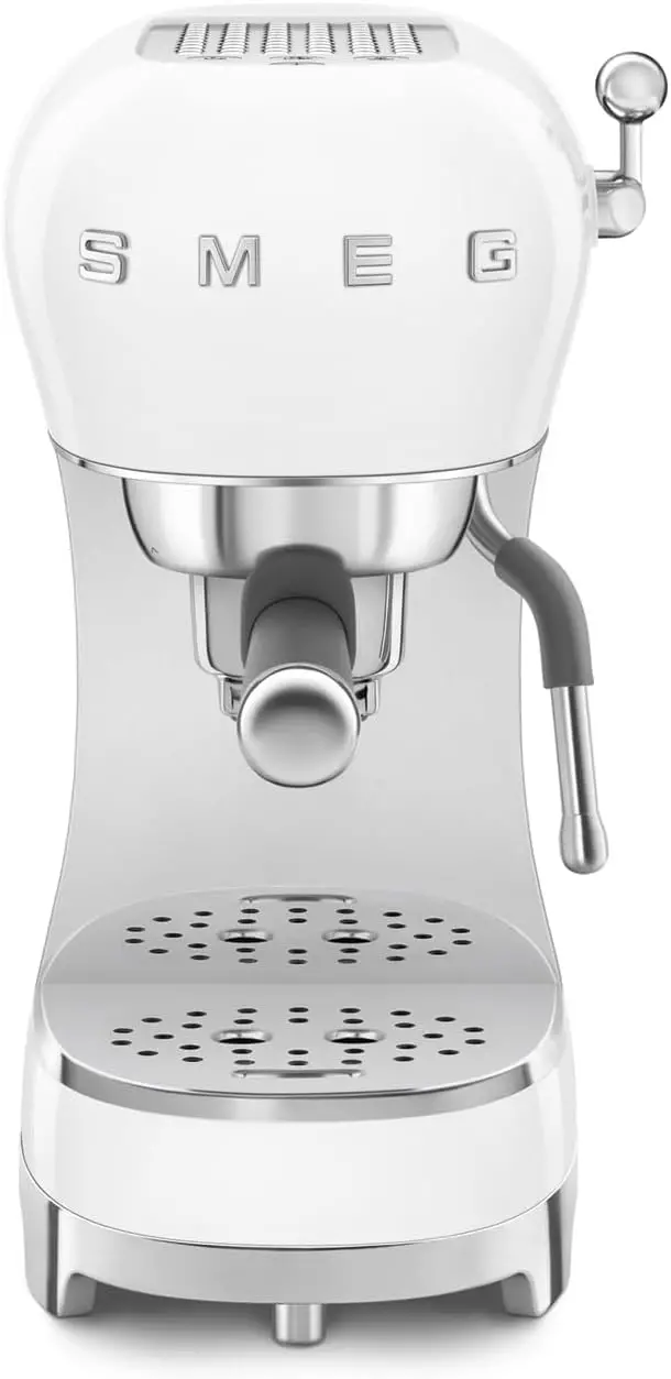 Smeg Ecf02whuk Espresso Coffee Machine With Steam Wand, 1950S Retro Design,Stainless Steel Filter Holder, An Anti-Drip System, White 1