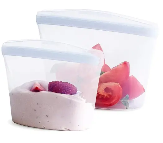 Stasher Premium Silicone Reusable Food Storage Bags, 2-Pack, Clear 1