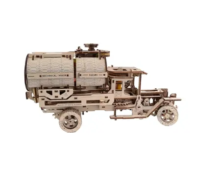 Ugears Tanker Mechanical Model Kit - Diy 3D Wooden Puzzles For Adults Truck With Working Engine - Moving 3D Puzzle Building Kits With Can Holder - Adult Puzzle Gift For Fathers Day - 594 Pcs 1