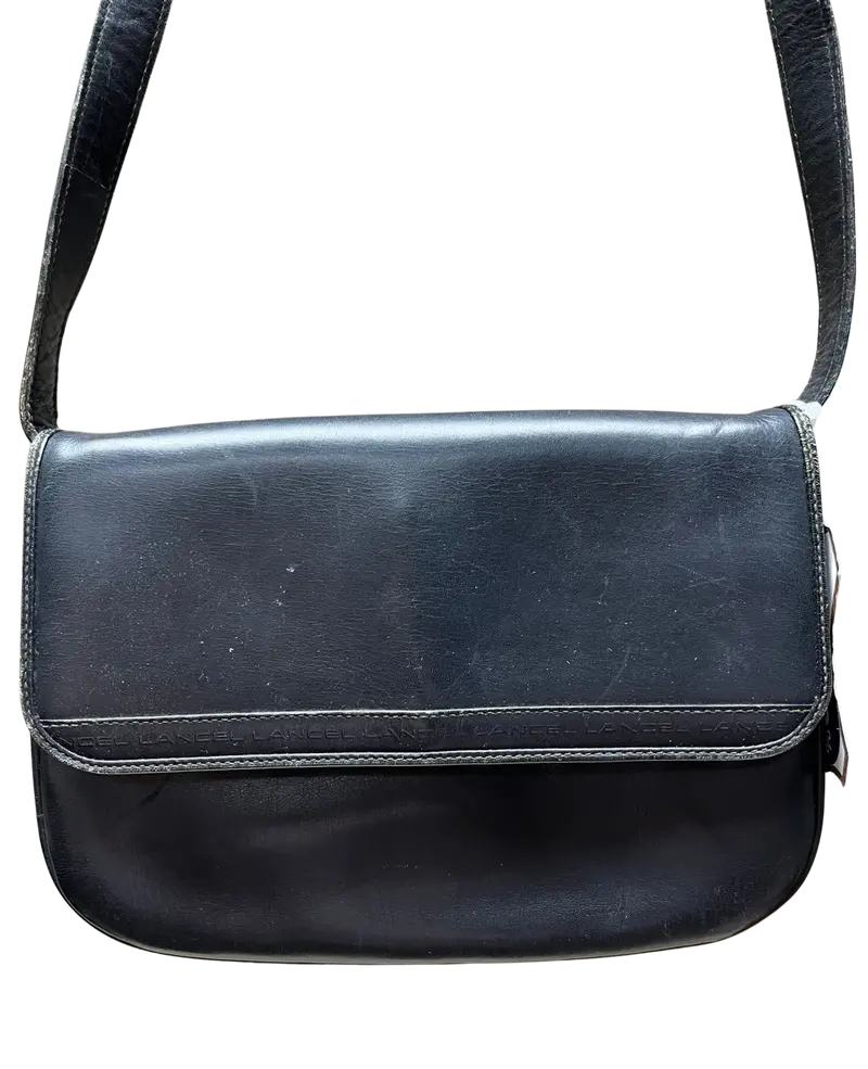 Vintage Lancel Paris Black Leather Shoulder Bag 1