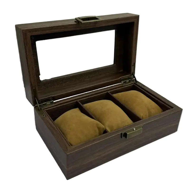 Wood Grain Watch Holder For 3 Watches 1
